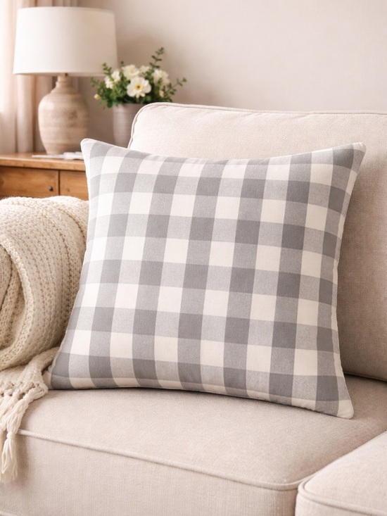 Smanate Other - IKEA Buffalo Plaid Grey White Throw Pillow Cover 20x20 Cotton
